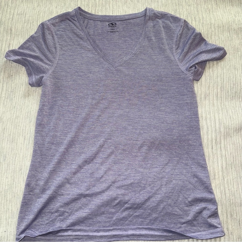 Athletic Works Women's Heathered Purple V-Neck Tee